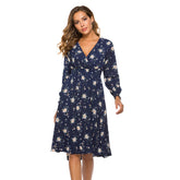 Floral Surplice Neck Elastic Waist Dress Sai Feel